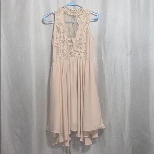 Nude summer dress with laced top